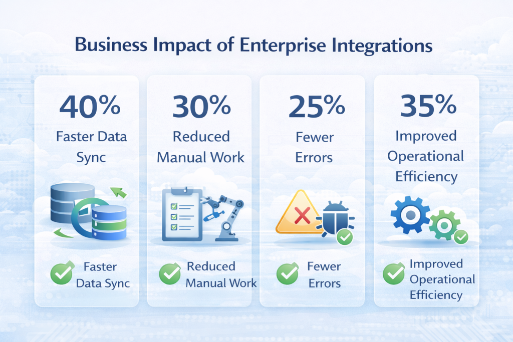 Business impact of enterprise integrations improving operational efficiency and data accuracy