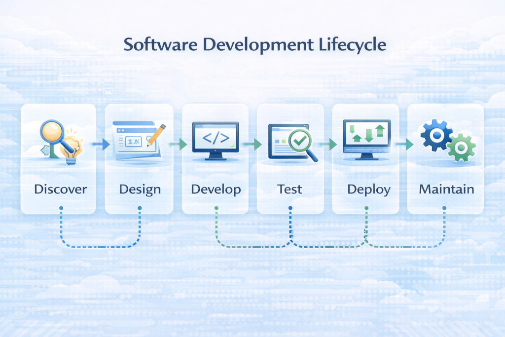 Software development lifecycle from discovery and design to deployment and maintenance